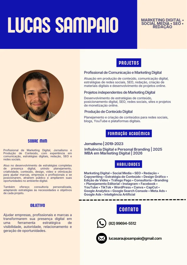 Lucas Sampaio - Resumo profissional